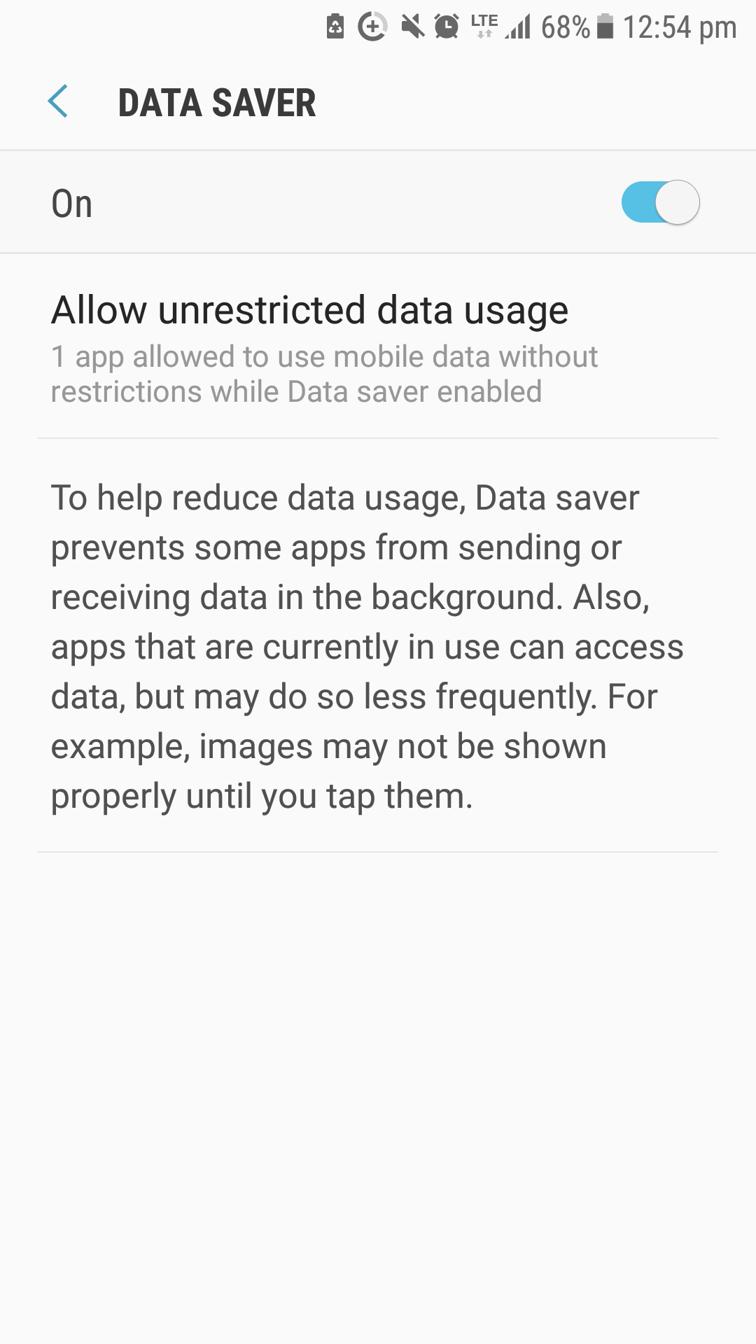 Android Nougat - Data saver