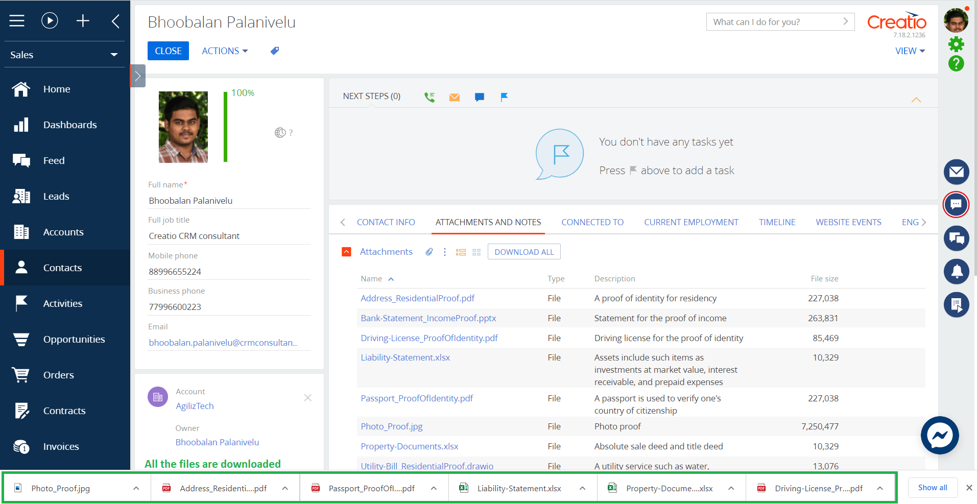 Depicts all the files/documents of the attachment detail are downloaded