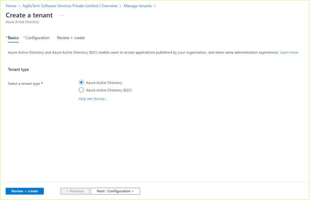 Creating Azure Active Directory